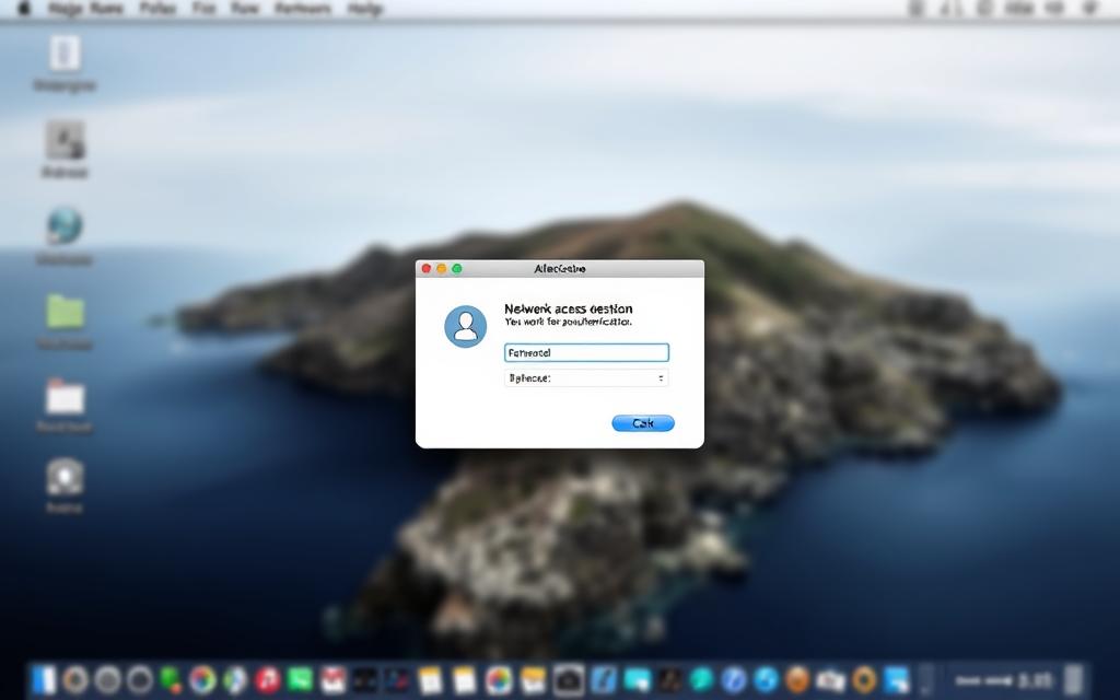 macOS network access authentication dialogue